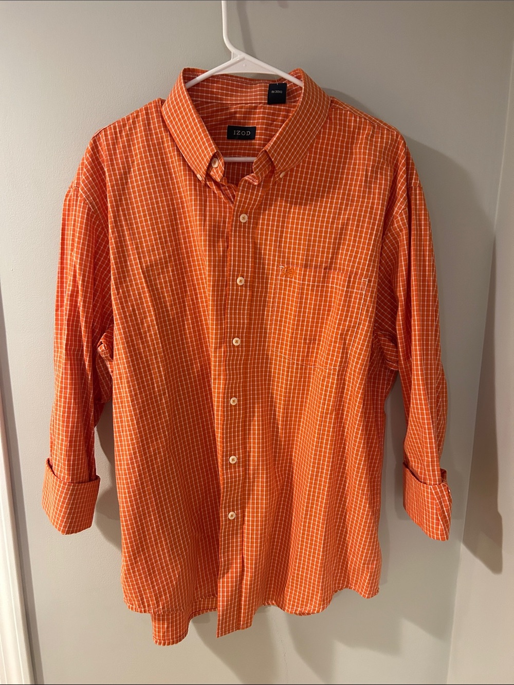 Izod Orange Check Button-Down Men's Shirt